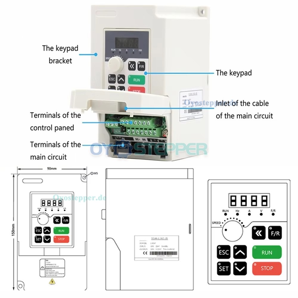 Luftgek&uuml;hltes CNC HF-Spindelset 1,5kW ER11 24000U/min mit VFD Frequenzumrichter